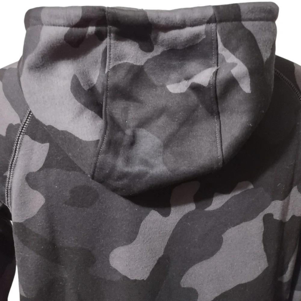 All in Motion Jacket Men's M‎ Gray Camo Full Zip Hooded Fleece Lined Drawstring